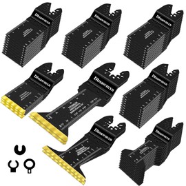 Dbsawmxn 58Pcs Oscillating Tool Blades Kit, Titanium Extra Long& Wide Multitool Saw Blades for Metal/Wood/Nails/Drywall Cutting, Compatible with Dewalt, Dremel, Fein, Milwaukee, Craftsman, Ryobi