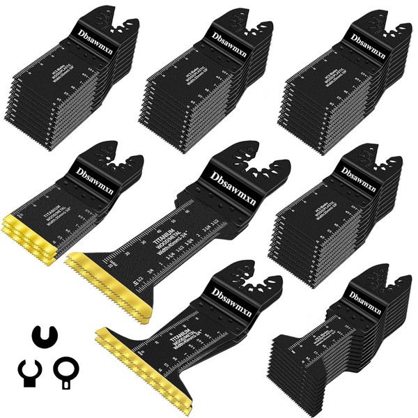Dbsawmxn 58Pcs Oscillating Tool Blades Kit, Titanium Extra Long& Wide
