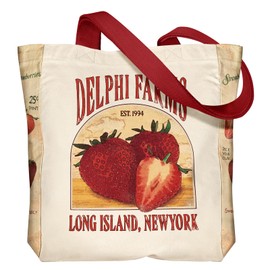 Miss Adola Aesthetic Heavy Canvas Tote Bag - with Pocket for Women Large Cloth Cotton Tote Bag for Shopping, Gym, Work, Travel, Beach, Vacation, Strawberry Farms