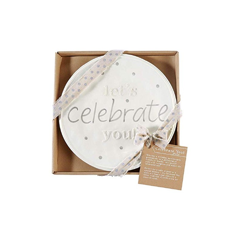 Mud Pie Celebrate You Dinner Plate, White, 11 1/2" dia