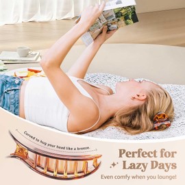 Flat Hair Claw Clips - 4 Pack Ergonomic Curved Lay Flat Hair Clip for Thick Thin Curly Hair - Accessories for Women