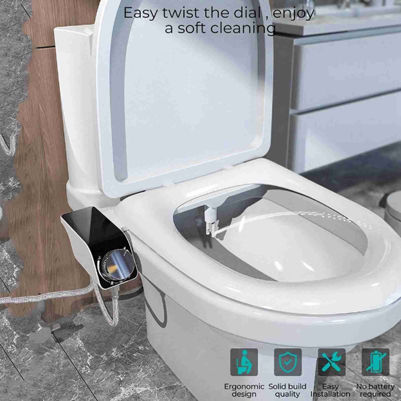 Bidet Toilet Seat Attachment NonElectric Dual Nozzle Adjustable Pressure SelfCleaning(G9/16