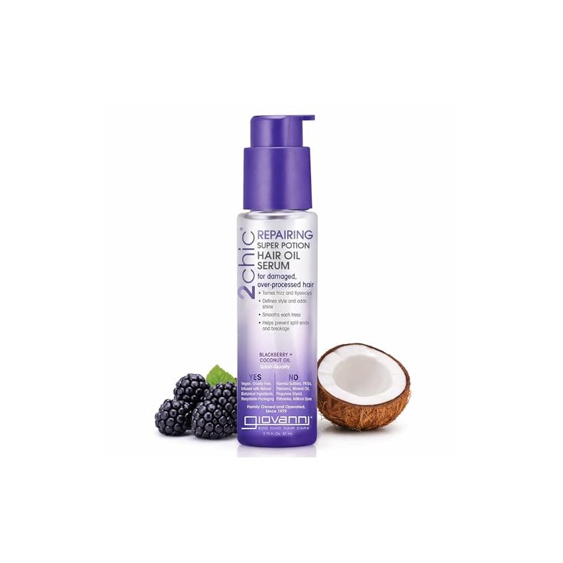GIOVANNI 2chic Repairing Blackberry & Coconut Hair Oil Serum, 2.75oz