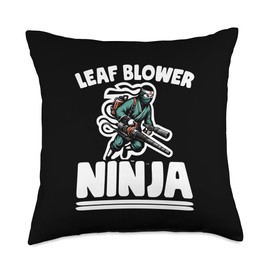 Leaf Blower Ninja Lawn Care Lawn Mower Landscape Gardening Throw Pillow