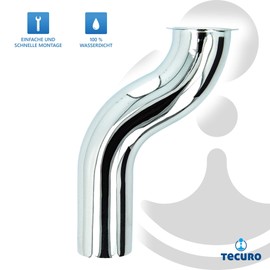 tecuro Immersion Pipe S-Design 125 mm Length, 50 mm Offset for Washbasin Siphon, Connection 1 1/4 Inch, Diameter 32 mm, Brass High Gloss Chrome-Plated