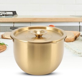 GLOGLOW Stainless Steel Oil Storage , Oil Strainer Non Stick Rustproof with Lid for Frying Oil Gold