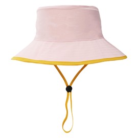 Mini angel Baby Sun Hat Kids Bucket Hat Summer Beach Hat 4-8 Years Sun Protection Hat Wide Brim Hat Cap (Pink)