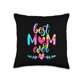 Tie dye Mother’s Day Gifts Wife Mom Grandma Mothers Day Best Ever Tie dye from Daughter Son Mom Throw Pillow, 16x16, Multicolor