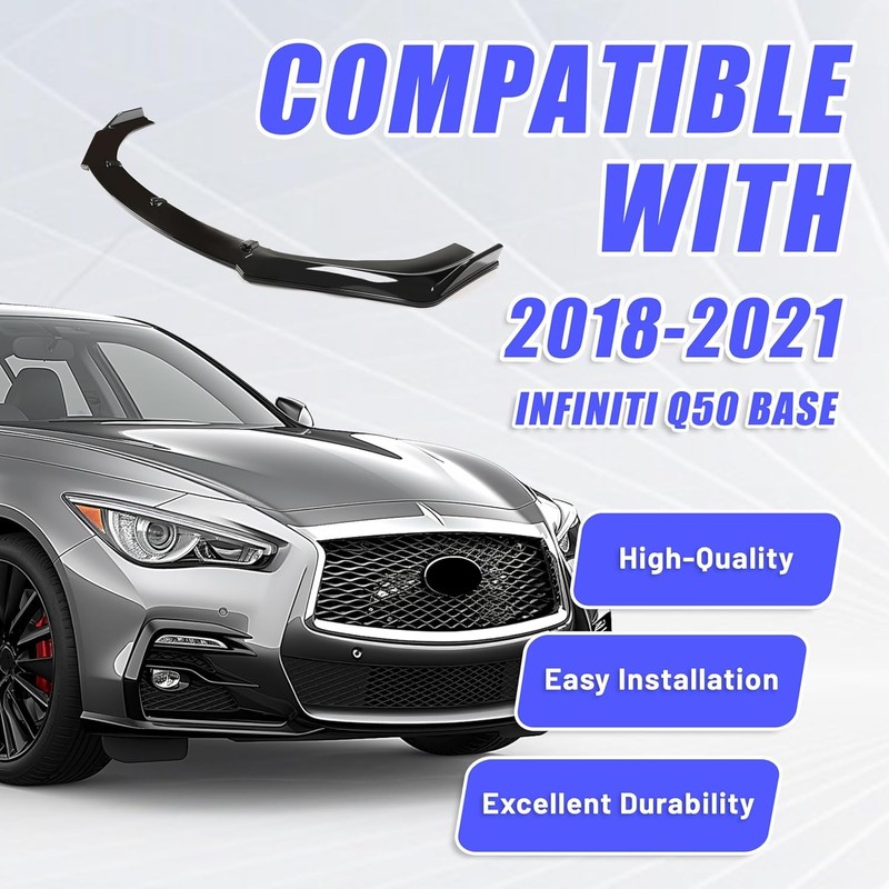 KUAFU 3Pcs Front Bumper Lip Compatible with 2018-2021 Infiniti Q50