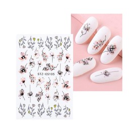 Generic Blossom Branches Geometric Lines Nail Sticker Flower Branch Leaf Nail Decals Cs105 Nail Wraps Stickers Manicure Supplies for Women Nails Full Long Lasting Easy Apply and Remove