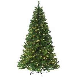 6.5 ft Pre-lit Artificial Christmas Tree, Clear+Multi LED Lights Includes Stand, Douglas Fir Hinged - for Home and Office HOLIDAY TREE