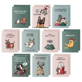 Christmas Cards Dogs Funny Holiday Bulk Box Set Pack Assorted, 2023 Quality Xmas Sarcastic Greeting Cards for Family Friends (20 Cards Set - Funny Dogs (20 Cards total / 2 of each design))