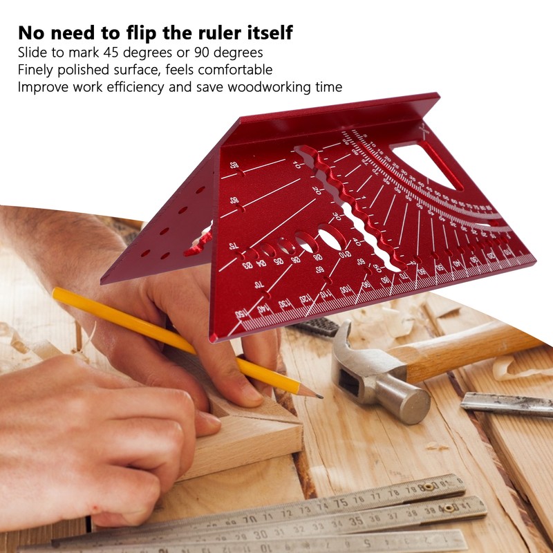 Woodworking Square Size Measure Ruler Aluminum Alloy 3D Mitre 45