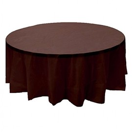 24 pcs (1 case) of Plastic Heavy Duty Premium Round tablecloths 84" Diameter Table Cover - Brown