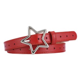Y2k Vintage Waist Belt for Jean Dress Belts for Girls Red Adjustable Belt for Jeans Dress Belt for Girls Women Gothic Punk Rock Belt for Girls Goth Star Belt Y2k 2000s Accessories Star Buckle Belts