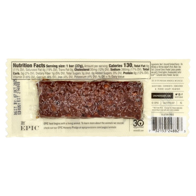 Barra de carne, tocino sin curar + manzana, 1,3 oz