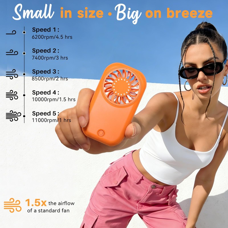 Ciaien Mini Handheld Turbo Fan,56g Pocket Fan with 11000 RPM