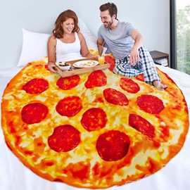 Pizza Blanket 80 Inches, Adult Size Giant Food Blanket 2.0 Double Sided, Soft Flannel for Thanksgiving