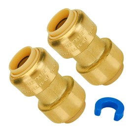 SUNGATOR 1/2-Inch Pushfit Straight Coupling, Push-to-Connect Plumbing Fitting, Lead Free Brass Pushfit Fittings for Copper, PEX, CPVC Pipe (2-Pack)