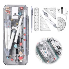 Math Set, Protractor, Drawing Tool, Triangle Ruler, Geometry, Drawing Math, Portable, Practical Use, Middle School, Elementary School, Teacher Stationery, School Supplies
