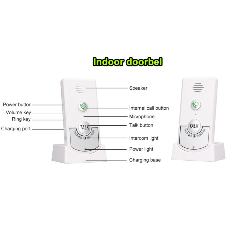 2 Way Talk Doorbell Voice Intercom Doorbell Home Caregiver Pager
