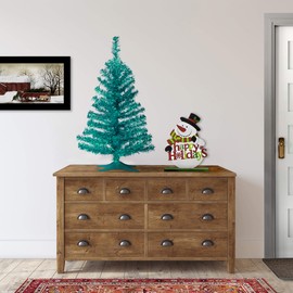 National Tree Company Artificial Christmas Tree | Includes Stand | Turquoise Tinsel - 3 ft