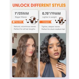 SHEGLAM 0.75" Deep Waver for Short Hair Lightweight, Dual Voltage, Smart Timer Hair Tool Crimper Double Barrel & Adjustable Temps Anti-Scald, Easy to Use