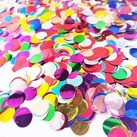 Multicolors Confetti 0.6 inch,Round Rainbow Foil Confetti,Shiny Rainbow Confetti for Party Decoration or Filled Balloons,(3.52 oz)