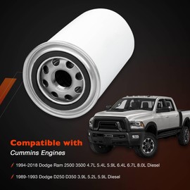 LF16035 Oil Filter Compatible with Dodge Ram 2500 3500 D250 D350 5.9L 6.7L Cummins Diesel Replace LF3552 LF9028