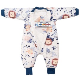 TURMIN 2.5 Tog Baby Sleeping Bag with Legs & Arms Removable Long Sleeves Sleepsuit Cotton Winter Toddler Sleep Sack with Feet Toddler Sleeping Bag with Foldable Foot Cover for 1-2 2-3 Years Boy Girl