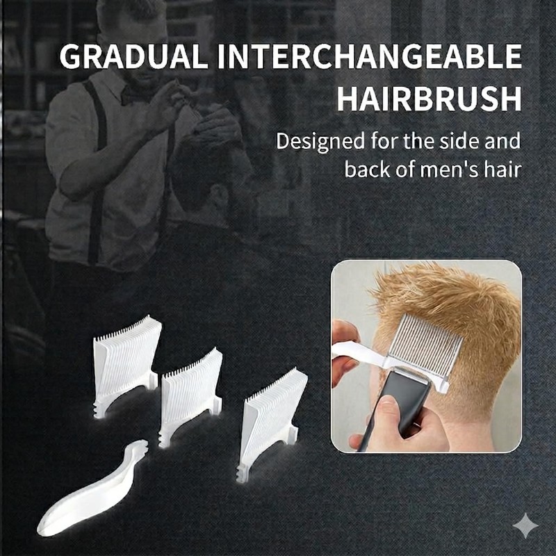 3-in-1 Hair Fade Comb, Left/Right Interchangeable Precision Thinning & Cutting