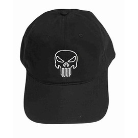 White Punisher Hat 2113W - Embroidered Adjustable Tactical Cap, Black