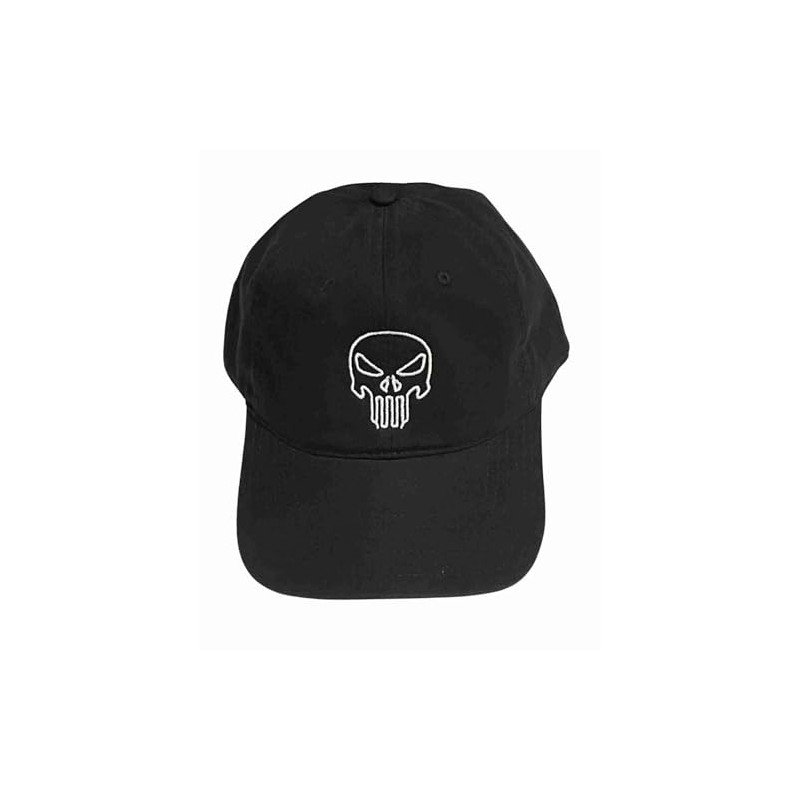 White Punisher Hat 2113W - Embroidered Adjustable Tactical Cap, Black