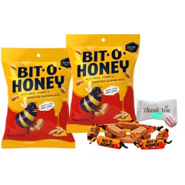 Bit-O-Honey | Nostalgic Taffy Candy Old Time Favorites (2 Bags 3.2 oz Each) | Soko Smiles Thank You Mint Included.