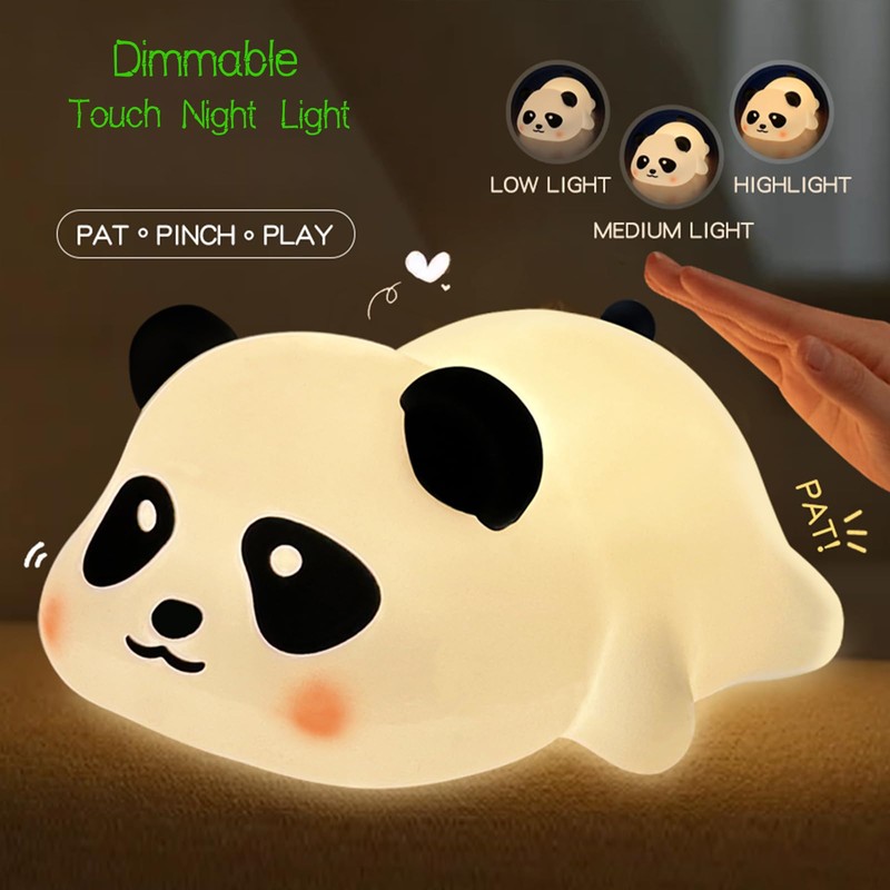 Night Light for Kids, Cute Panda Silicone LED Night Light