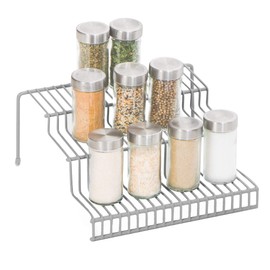 Smart Design 3-Tier Spice Rack, Steel Metal Wire, Rust Resistant, Cupboard, Jars, Cans, Seasonings Holder, Cabinet Shelf Organizer, Countertop - 10.25 x 4.25 Inch - Charcoal Gray