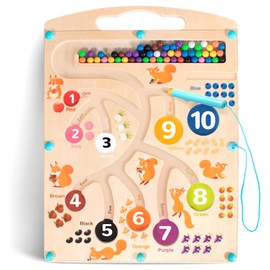HapKid Magnetic Color and Number Maze - Montessori Learning Toys for 3+ Year Old, Wooden Educational Activity Board & Color Matching Learning Counting Toys for Preschool Toddler Kids Boys Girls