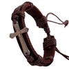 Branets Mens Leather Bracelet Bible Text Cross Bracelet Adjustable Wristband