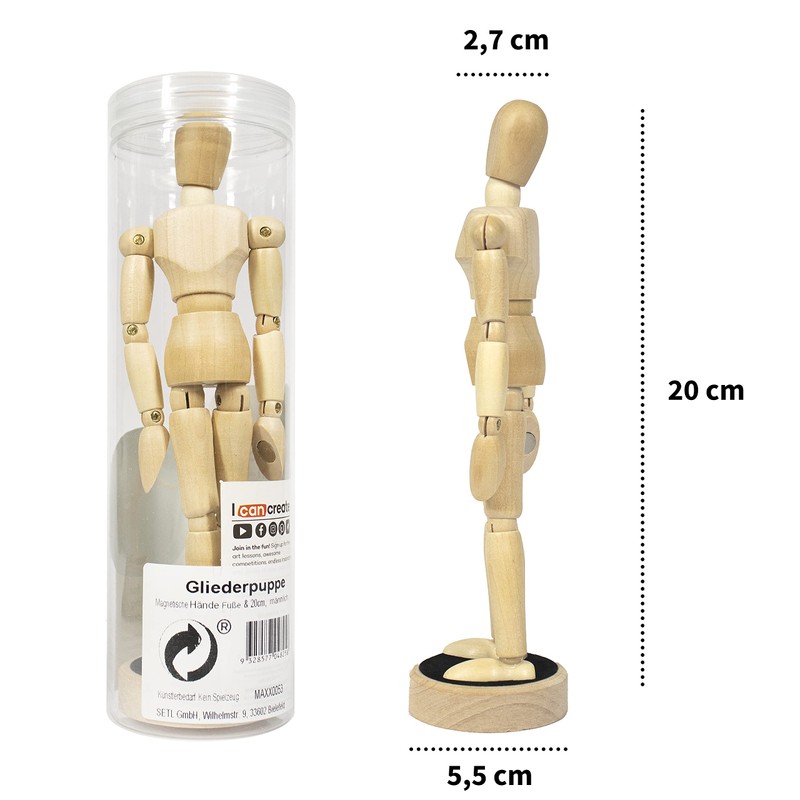 Mont Marte Mannequin – 20cm, made of Wood – Male