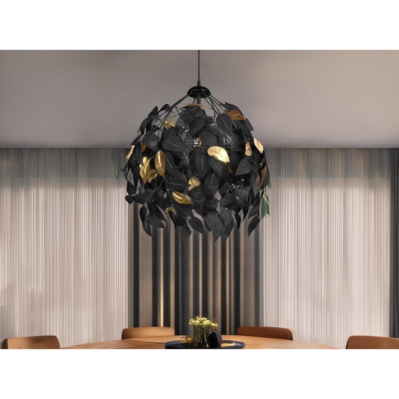 LED Pendant Light Dimmable Lampshade Diameter 38 cm Leaves Design