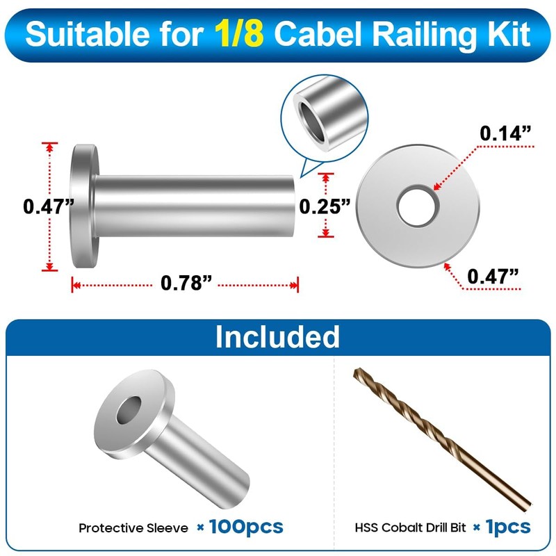 TooTaci 100 Packs T316 Stainless Steel Protector Sleeves Inner Thickened