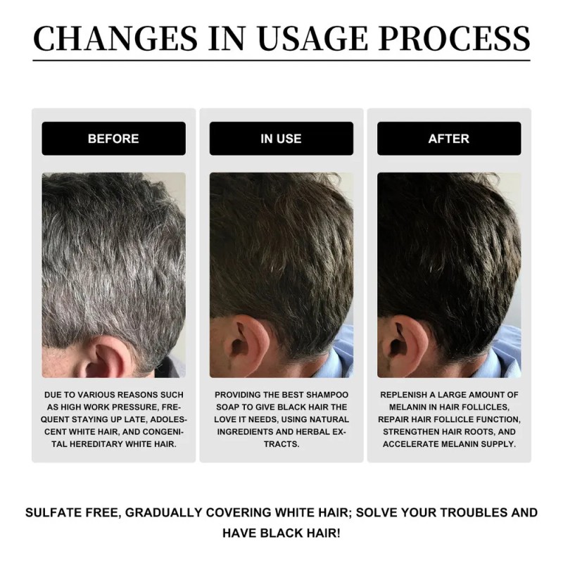 2025 Champú Para Barba Y Cabello Oscurecidos, 3 Piezas