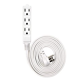 Cable de extensión plano de salida múltiple de 8 pies para uso en interiores - Cable de extensión múltiple de 3 puntas listado por UL, cable de extensión en ángulo plano que ahorra espacio