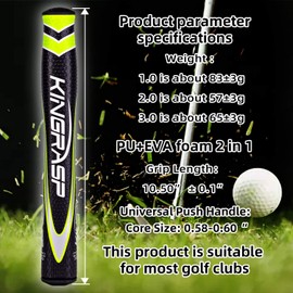 Lehui Golf Putter Grip, 2.0/3.0 Advanced Surface Texture That Improves Feedback and Tack Minimize Grip Pressure with a Unique Parallel Design (Green, Size：2.0)