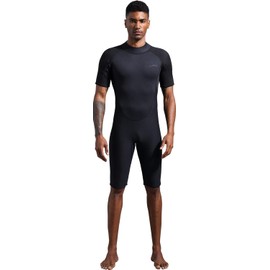 Dark Lightning Wetsuits for Men,2/2mm Shorty Wet for Men Cold Water Swimming,Mens Diving Surfing Snorkeling Kayaking Water Sports,Triathlon Wetsuit Men(Black,Medium)