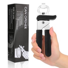 BSOON Abrelatas, Abrelatas de acero inoxidable, Abrelatas multifunción, For Can Opener para La Cocina, El Camping y La Cocinas Negro