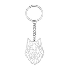 Create idea Wolf Keychain Stainless Steel Hollow Animal Keyring Car Key Holder Key Decoration Backpack Ornament Handbag Hanging Pendant for Women Men Silver, Silver, Wolf