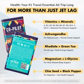 Co-Pilot The Travel Brand Supplement 2 Pack: Jet Lag Prevention + Ashwagandha, Rhodiola, D3+ for Immune Support, Energy, Digestive Health | Airplane Travel Essentials Multivitamin | Vegan | 120 Count