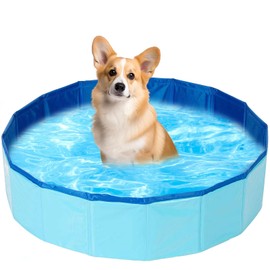 CHIHOLEN Dog & Cat Pool, Foldable Pool for Dogs and Cats, Mini Pool for Cats Dogs, Paddling Pool for Cats, Dog Bathtub, Dog Swimming Pool, Portable (50 x 10 cm)
