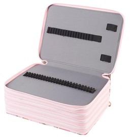 250 Slots Colored Pencil Case with Zipper Closure Large Capacity Oxford Pencils Holder with Handle Strap Pen or Pencil Box Organizer for Artist (Pink Floret)